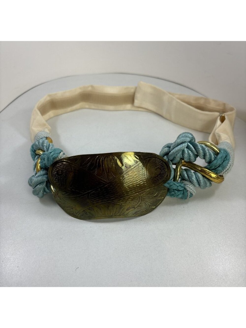 Vintage 80s Carolyn Tanner Braided Chunky Adjustable Art Belt size S-XL